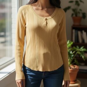 Tommy Hilfiger Yellow Ribbed Top Size S